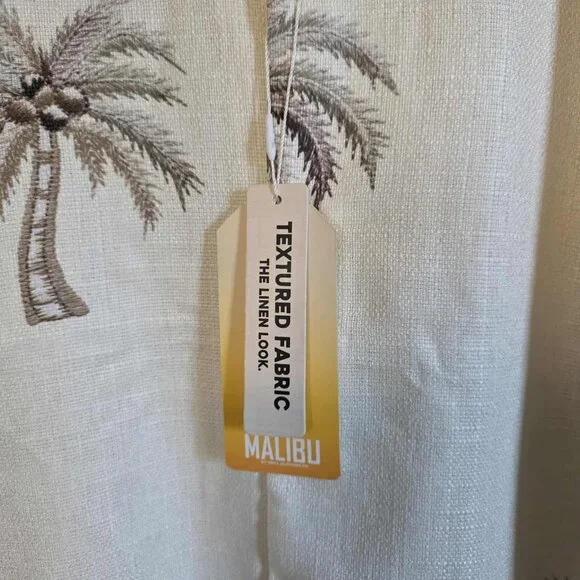 NWT Malibu Tropical Palm Button Down with Linen Look - Picture 7 of 8